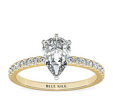 Petite Pavé Diamond Engagement Ring in 18k Yellow Gold (1/4 ct. tw.) 